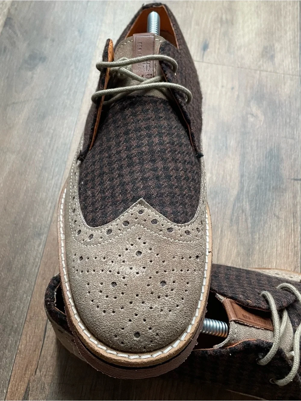 Ben Sherman Brown Houndstooth & Tan Wingtip Derby
